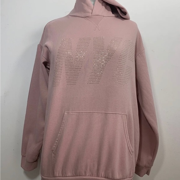 H&M Hoodie Pink NYC Long Sleeves Jumper Hoody Pullover Top Girls Size 12-14yrs - Picture 6 of 13